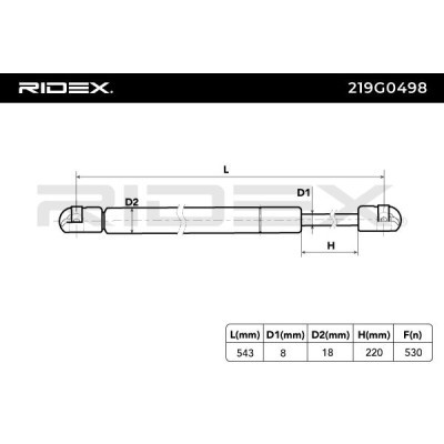 Gas Spring, boot-/cargo area RIDEX 219G0498 219G0498 - photo 7