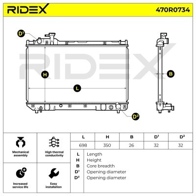 Radiator, Engine Cooling RIDEX 470R0734 470R0734 - photo 12