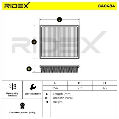 Air Filter RIDEX 8A0484 8A0484 - photo 6