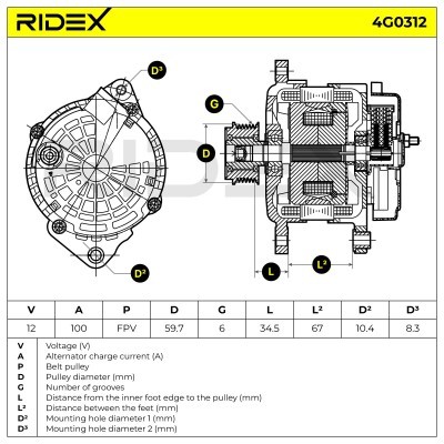 Alternator RIDEX 4G0312 4G0312 - photo 7