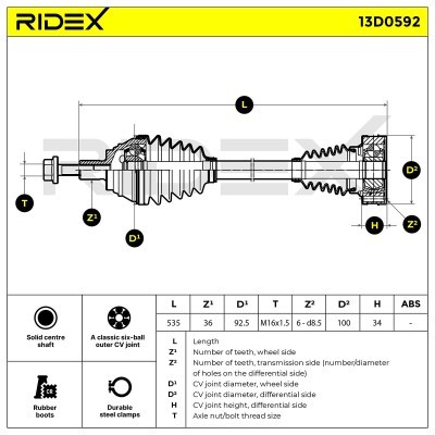 Drive Shaft RIDEX 13D0592 13D0592 - photo 6