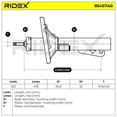 Shock Absorber RIDEX 854S1140 854S1140 - photo 8