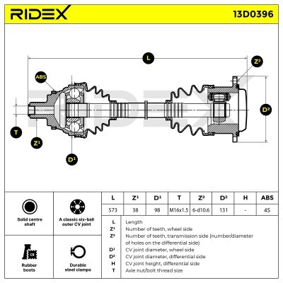 Drive Shaft RIDEX 13D0396 13D0396 - photo 7