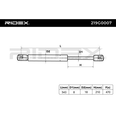 Gas Spring, boot-/cargo area RIDEX 219G0007 219G0007 - photo 7