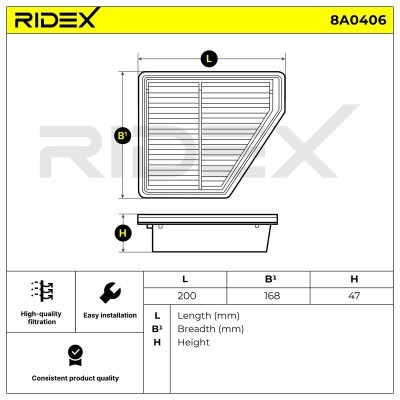 Air Filter RIDEX 8A0406 8A0406 - photo 6
