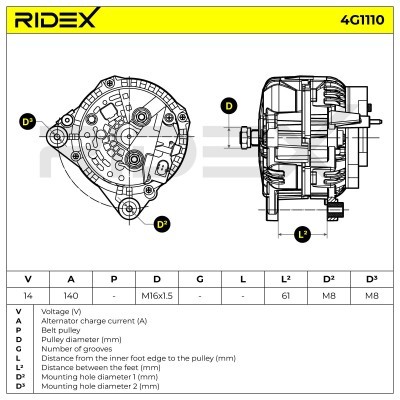 Alternator RIDEX 4G1110 4G1110 - photo 5
