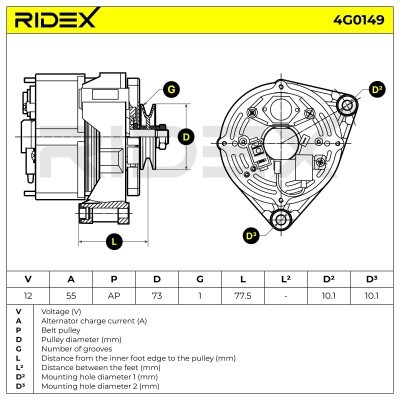 Alternator RIDEX 4G0149 4G0149 - photo 7