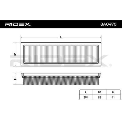 Air Filter RIDEX 8A0470 8A0470 - photo 4