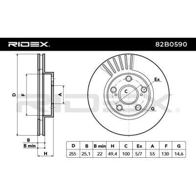 Brake Disc RIDEX 82B0590 82B0590 - photo 3