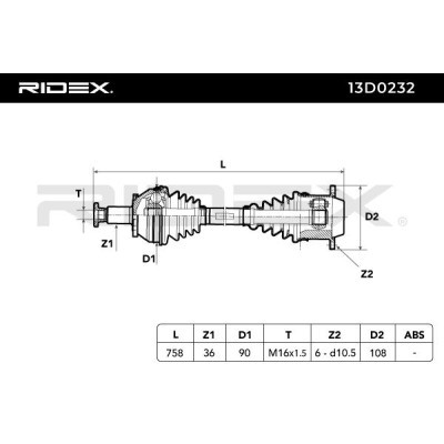 Drive Shaft RIDEX 13D0232 13D0232 - photo 7