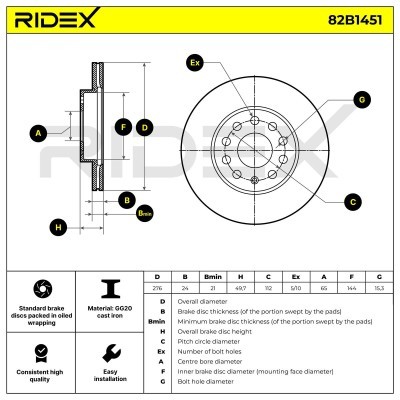 Brake Disc RIDEX 82B1451 82B1451 - photo 7