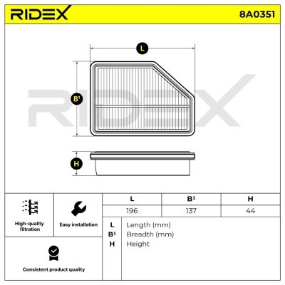 Air Filter RIDEX 8A0351 8A0351 - photo 7