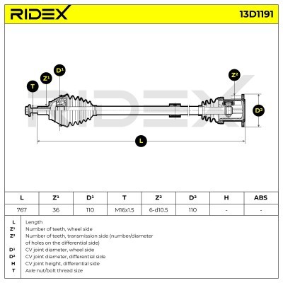 Drive Shaft RIDEX 13D1191 13D1191 - photo 7