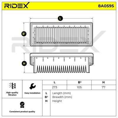 Air Filter RIDEX 8A0595 8A0595 - photo 6