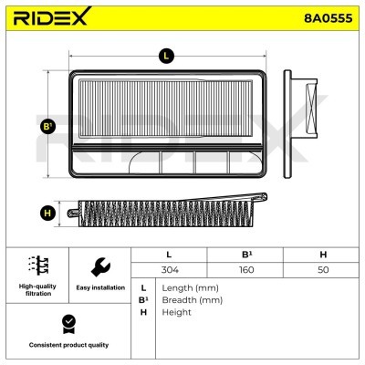 Air Filter RIDEX 8A0555 8A0555 - photo 6