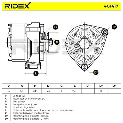 Alternator RIDEX 4G1417 4G1417 - photo 5