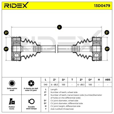 Drive Shaft RIDEX 13D0479 13D0479 - photo 5