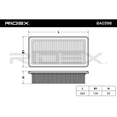 Air Filter RIDEX 8A0398 8A0398 - photo 6