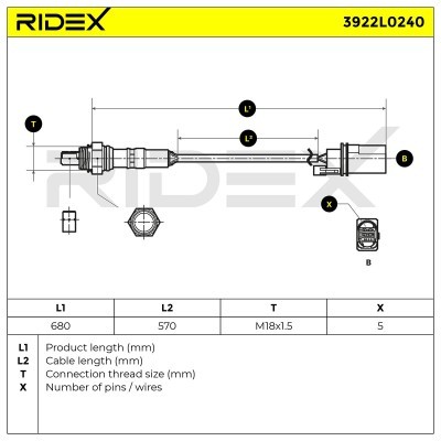 Lambda (Oxygen) Sensor RIDEX 3922L0240 3922L0240 - photo 6