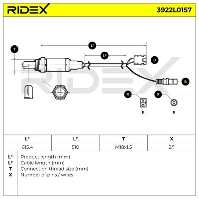 Lambda (Oxygen) Sensor RIDEX 3922L0157 3922L0157 - photo 6