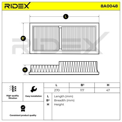Air Filter RIDEX 8A0048 8A0048 - photo 6