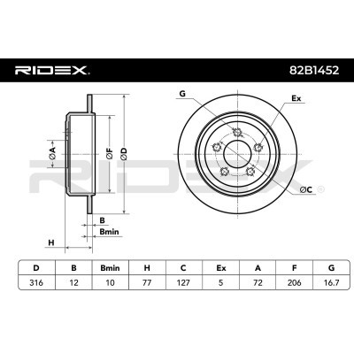 Brake Disc RIDEX 82B1452 82B1452 - photo 9
