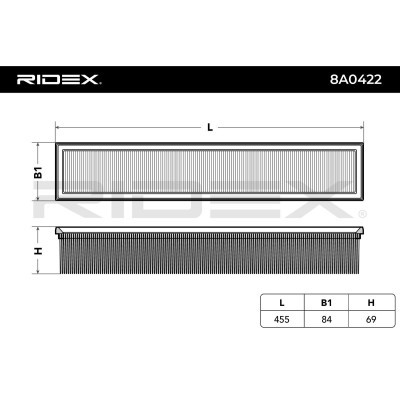Air Filter RIDEX 8A0422 8A0422 - photo 5