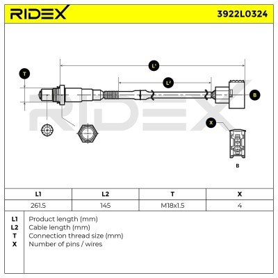 Lambda (Oxygen) Sensor RIDEX 3922L0324 3922L0324 - photo 6