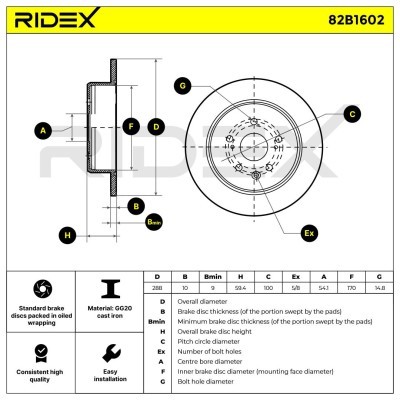 Brake Disc RIDEX 82B1602 82B1602 - photo 6