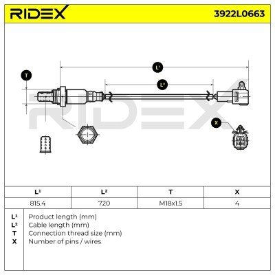 Lambda (Oxygen) Sensor RIDEX 3922L0663 3922L0663 - photo 6
