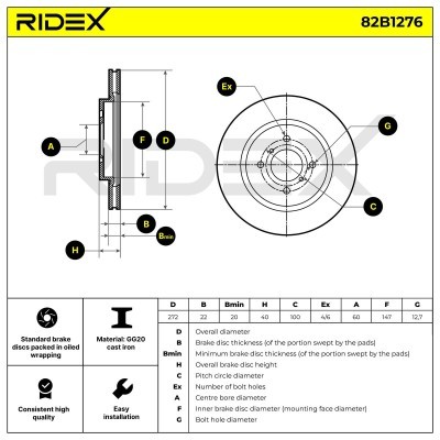 Brake Disc RIDEX 82B1276 82B1276 - photo 9