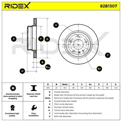 Brake Disc RIDEX 82B1307 82B1307 - photo 4