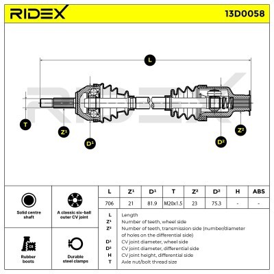 Drive Shaft RIDEX 13D0058 13D0058 - photo 5