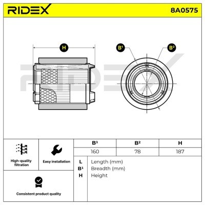 Air Filter RIDEX 8A0575 8A0575 - photo 7