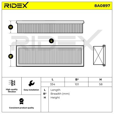 Air Filter RIDEX 8A0897 8A0897 - photo 6