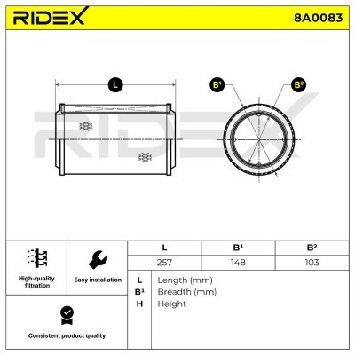 Air Filter RIDEX 8A0083 8A0083 - photo 6