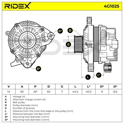 Alternator RIDEX 4G1025 4G1025 - photo 6