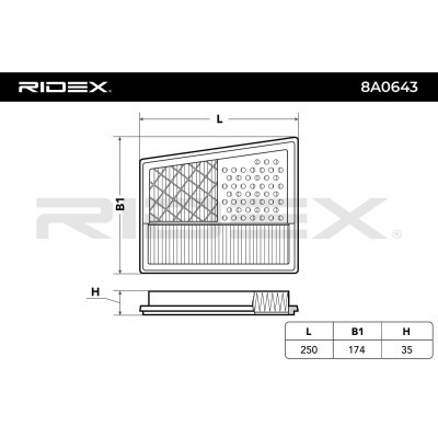 Air Filter RIDEX 8A0643 8A0643 - photo 6