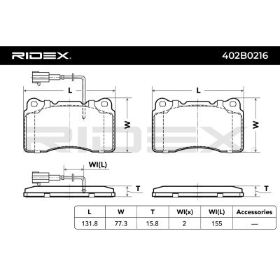 Brake Pads Set RIDEX 402B0216 402B0216 - photo 2