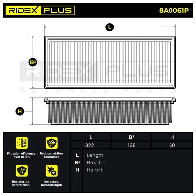 Air Filter RIDEX 8A0061P 8A0061P - photo 7