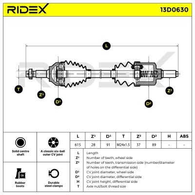 Drive Shaft RIDEX 13D0630 13D0630 - photo 8