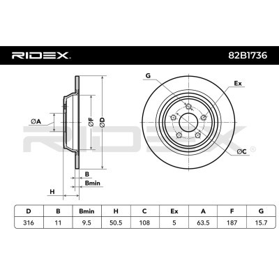 Brake Disc RIDEX 82B1736 82B1736 - photo 7