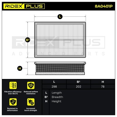 Air Filter RIDEX 8A0401P 8A0401P - photo 7