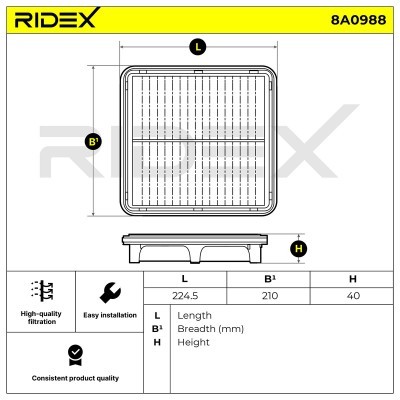 Air Filter RIDEX 8A0988 8A0988 - photo 6