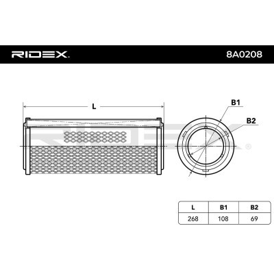 Air Filter RIDEX 8A0208 8A0208 - photo 3