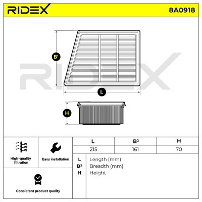 Air Filter RIDEX 8A0918 8A0918 - photo 6