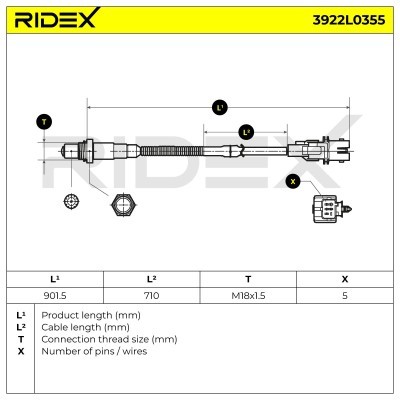 Lambda (Oxygen) Sensor RIDEX 3922L0355 3922L0355 - photo 6