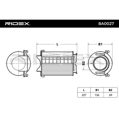 Air Filter RIDEX 8A0027 8A0027 - photo 2