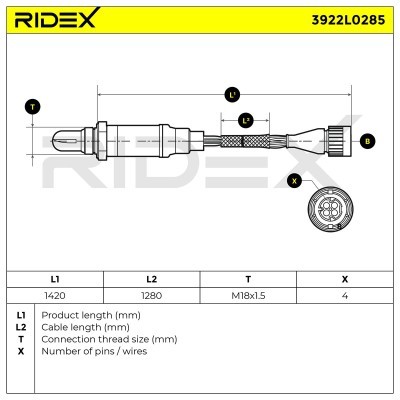 Lambda (Oxygen) Sensor RIDEX 3922L0285 3922L0285 - photo 6