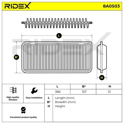Air Filter RIDEX 8A0503 8A0503 - photo 6